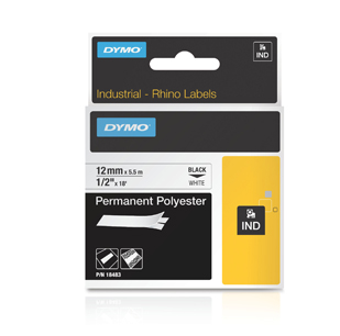 DYMO, CONSUMABLES, INDUSTRIAL PERMANENT POLYESTER LABELS, 1/2