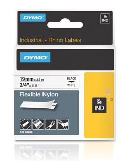 DYMO, CONSUMABLES, INDUSTRIAL FLEXIBLE NYLON LABELS FOR USE IN RHINO LABEL PRINTERS, 3/4